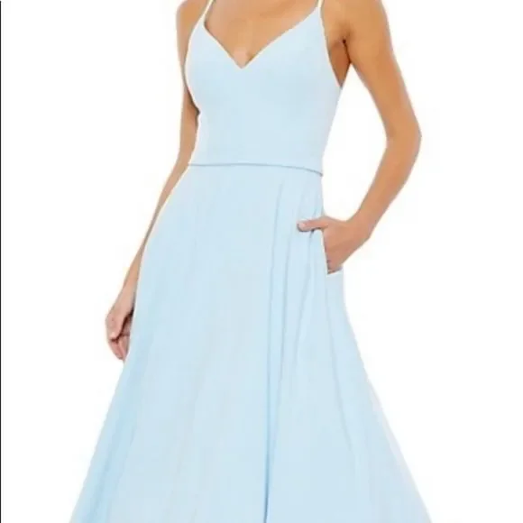 Mac Duggal | Dresses | Mac Duggal A Line Powder Blue Ballgown With Pockets  | Poshmark